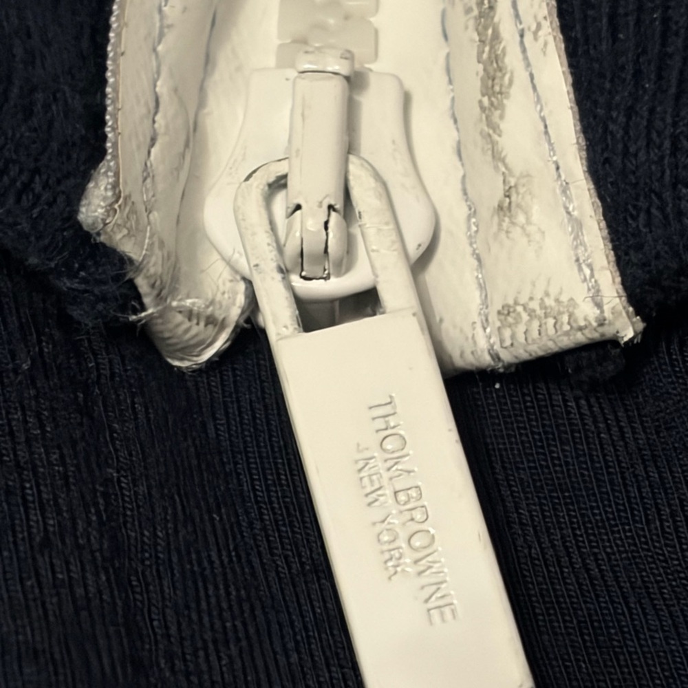 Thom Browne Navy and White Shark Zip Hoodie image 5